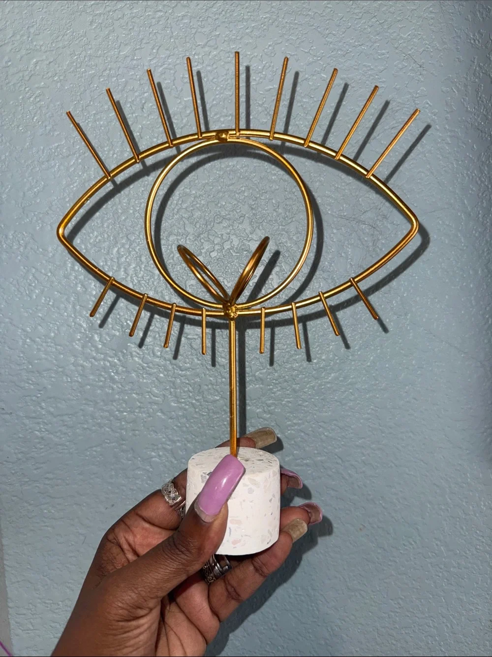 Gold Black Pewter Eye Sphere Stand with Chalk Base - Price for 1